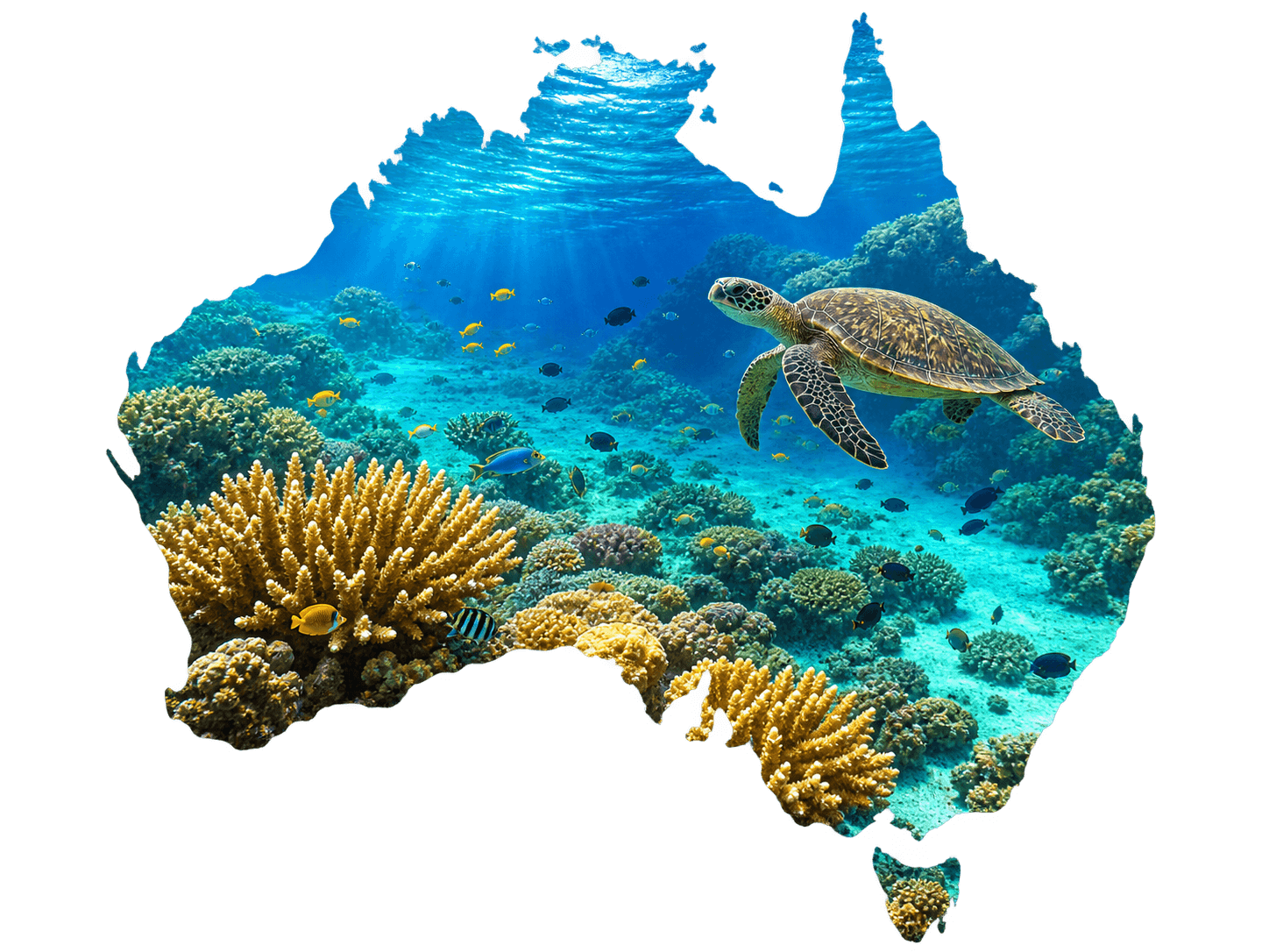 La Grande Barriera Corallina nella sagoma geografica dell’Australia