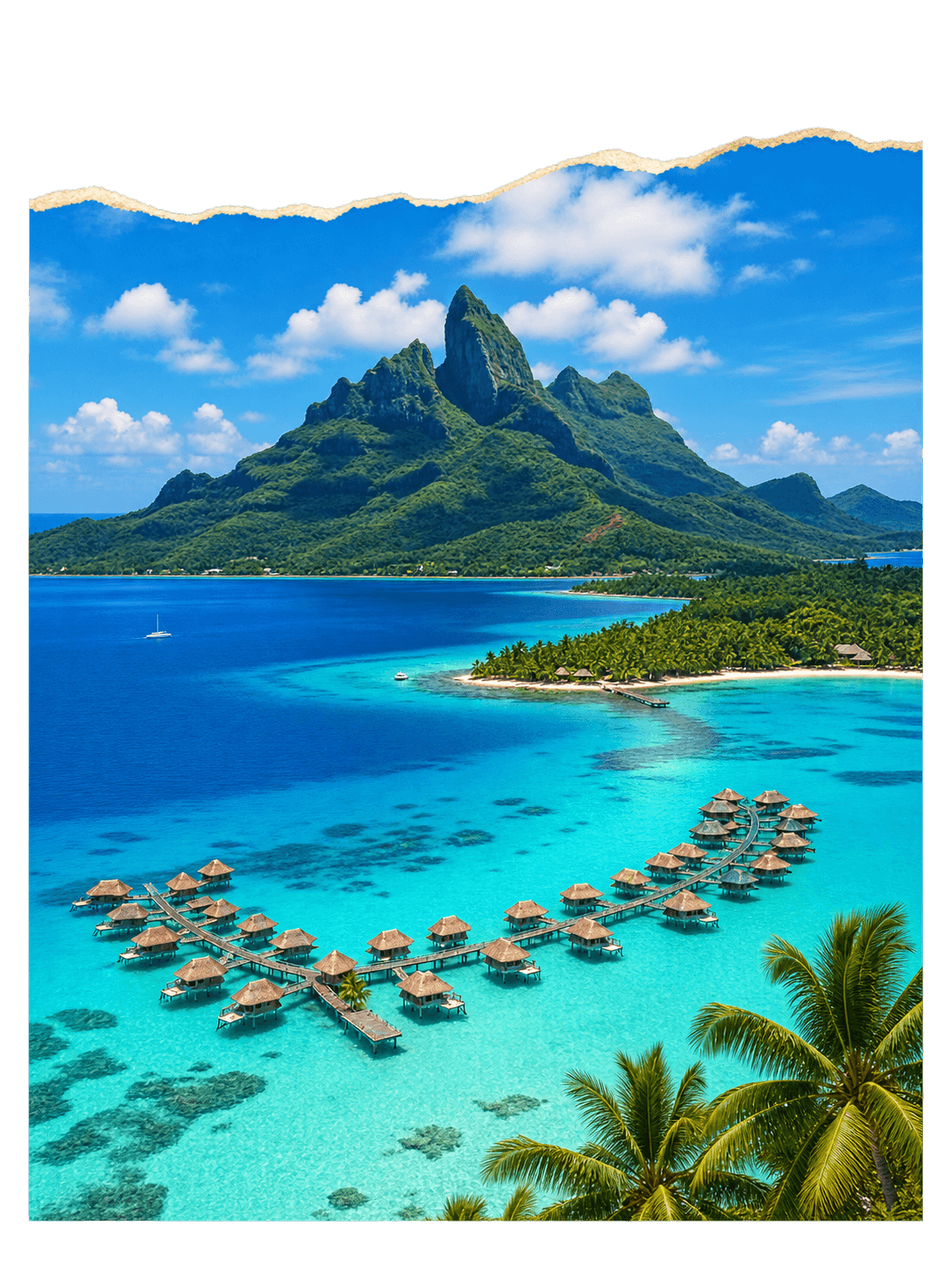 Laguna e overwater bungalow di Bora Bora